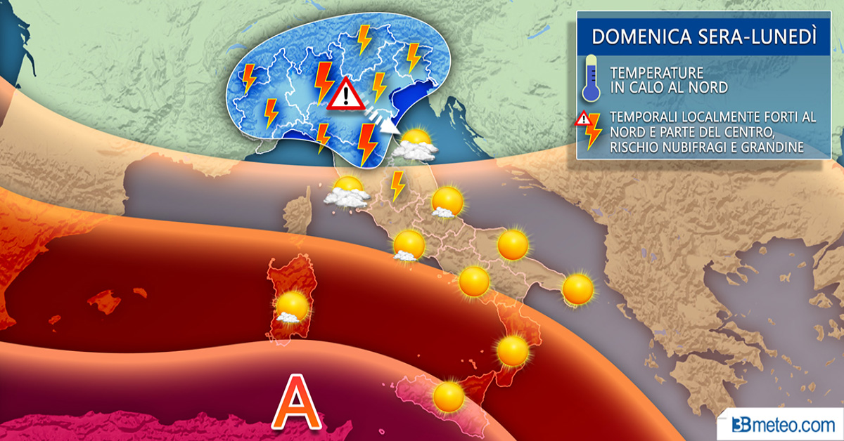 Stop al caldo: in arrivo forti temporali e grandine, brusco calo delle temperature