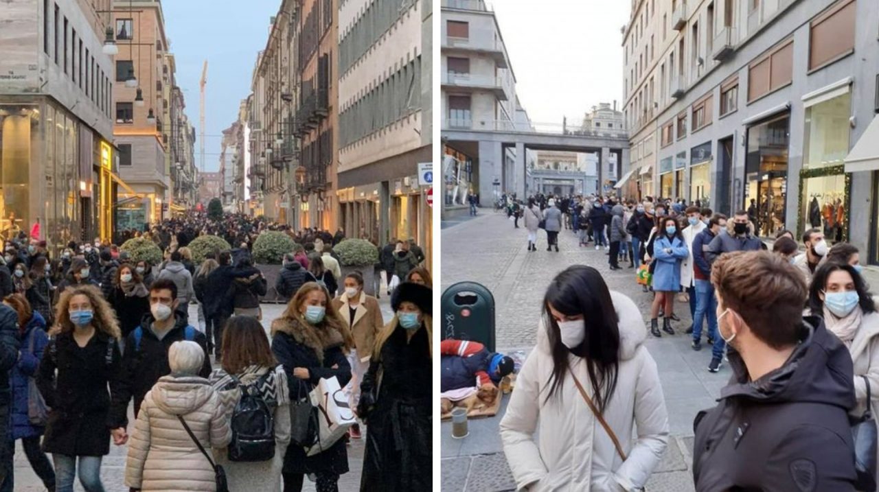 Il Piemonte passa a zona arancione: subito code e assembramenti per lo shopping natalizio