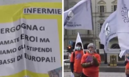 Gli infermieri ancora in piazza: "Ci chiamate eroi, stipendi più bassi d'Europa"