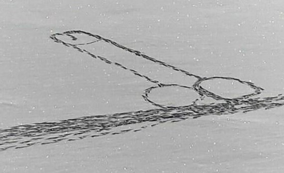 Disegna un pene camminando sul lago ghiacciato: che rischio idiota!