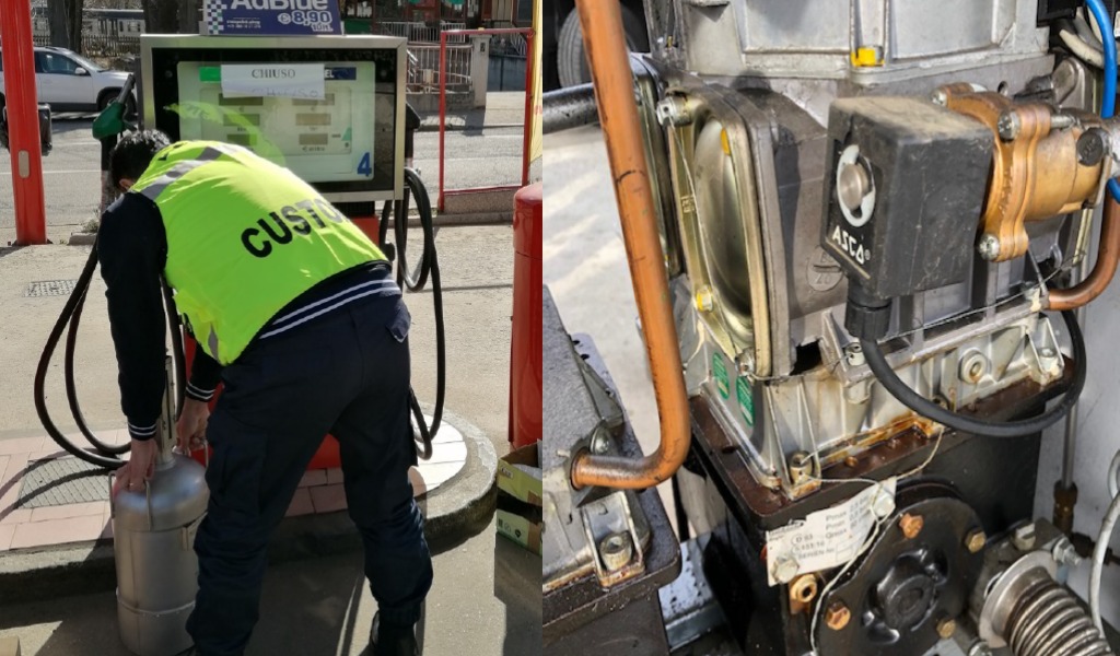 Sequestrato distributore che perde gasolio, prodotto erogato inferiore a quello pagato