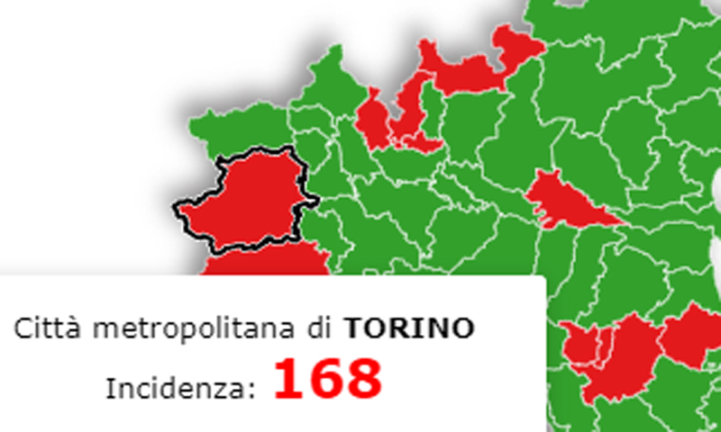 Piemonte in giallo da lunedì? Sì, ma la provincia di Torino non è così sicura…