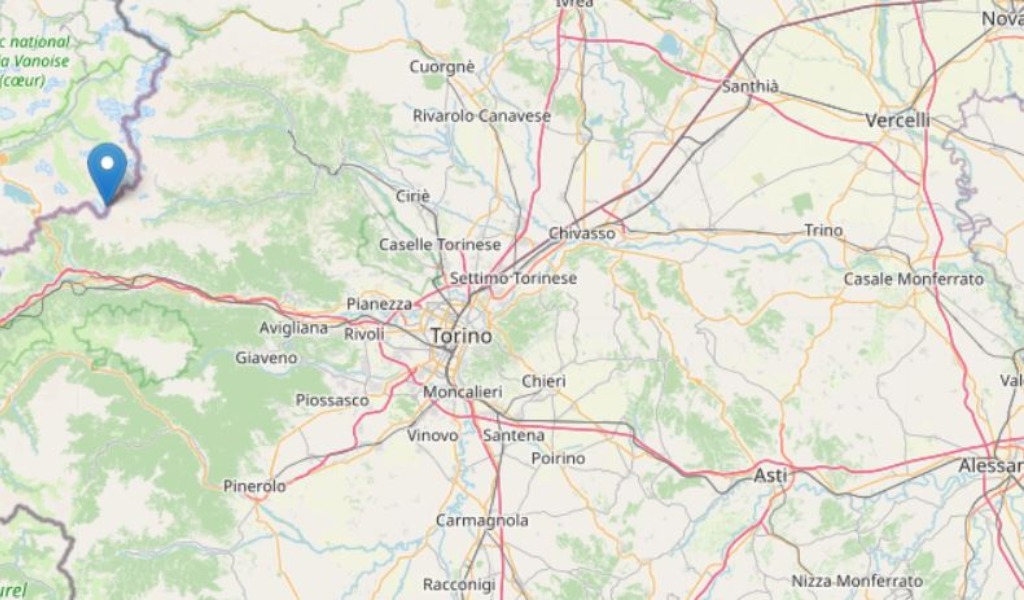 Scossa di terremoto di magnitudo 2.2 nel Torinese