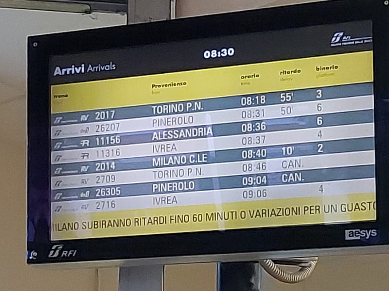Treni in ritardo sulla linea Torino-Milano, c’è un guasto tecnico