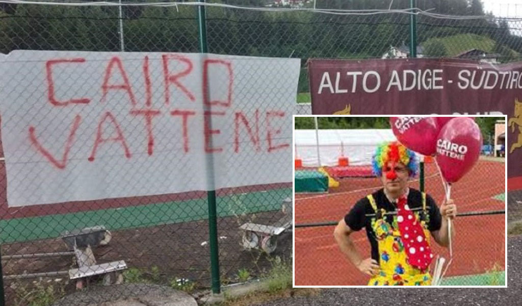 Bambini, palloncini e clown per la contestazione anti-Cairo