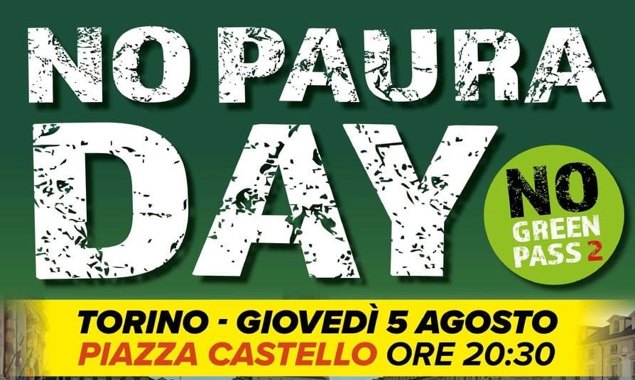 Stasera manifestazione contro il Green pass a Torino
