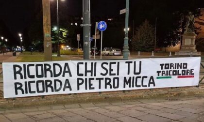 Striscione sovranista per ricordare l'eroico sacrificio di Pietro Micca