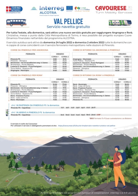 Domenica 24 luglio verrà attivata per la prima volta la navetta gratuita per Angrogna e Rorà