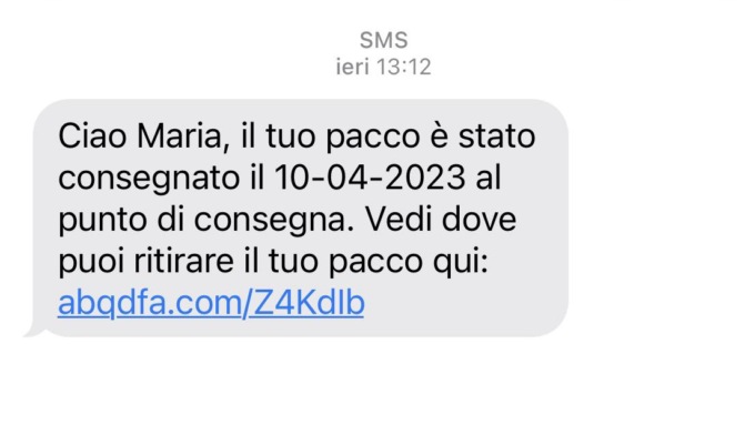 Truffa via sms del falso pacco in arrivo