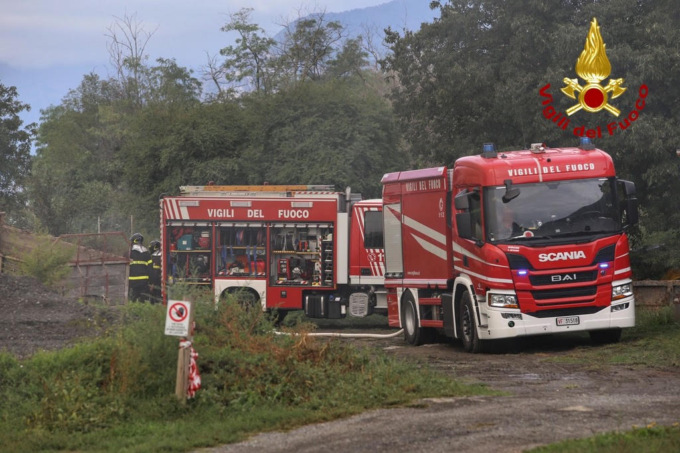 A fuoco rotoballe di fieno a Villar Fioccardo