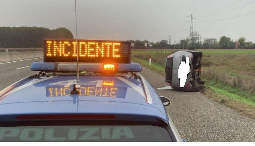 Incidente in tangenziale a Moncalieri: Fiat Punto si ribaltata su un fianco