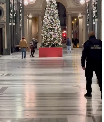 Gruppo di giovani prende a bastonate l’albero di Natale nella galleria San Federico