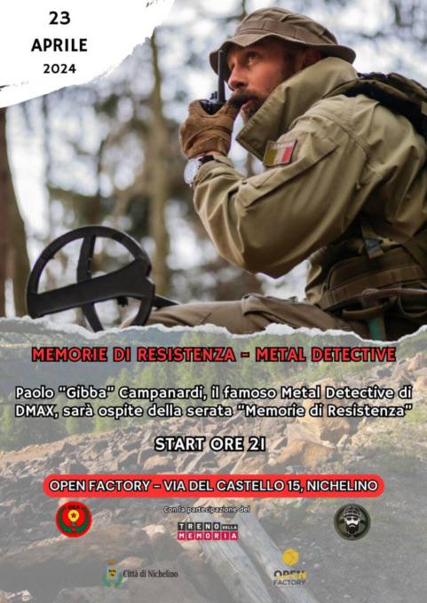 Festa della Liberazione, martedì 23 aprile all’Open Factory si terrà “Memorie di Resistenza – Metal Detective”