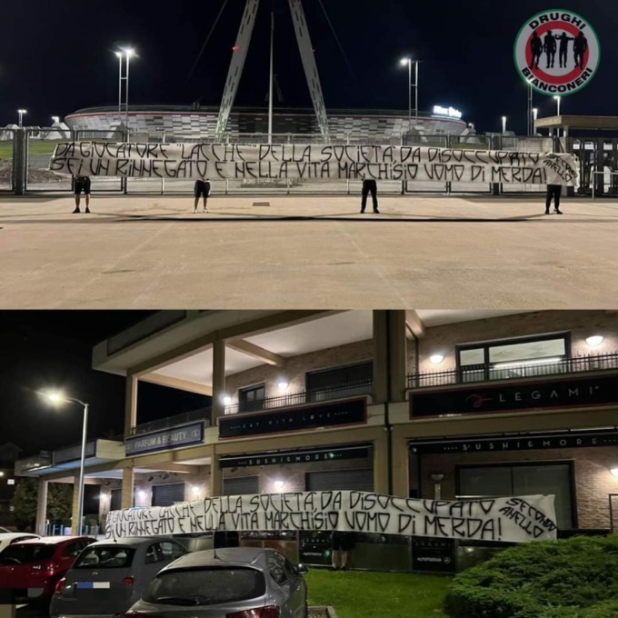 Claudio Marchisio attaccato dagli ultrà con due striscioni a Vinovo e Torino