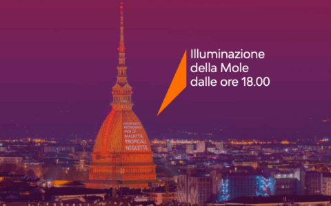 La Mole Antonelliana si illumina di viola e arancione per la lotta alle malattie tropicali neglette