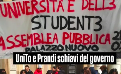 Collettivi studenteschi protestano per la decisione della Rettrice di chiudere Palazzo Nuovo impedendo la festa per Askatasuna