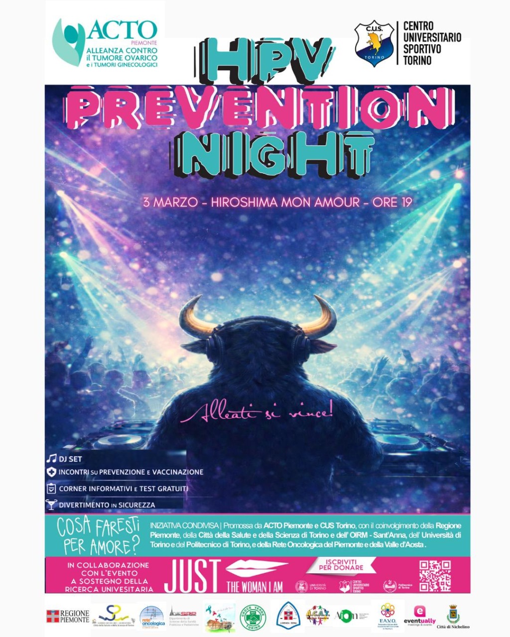 A Torino “HPV Night Prevention” musica, scienza e istituzioni Unitre per parlare ai giovani