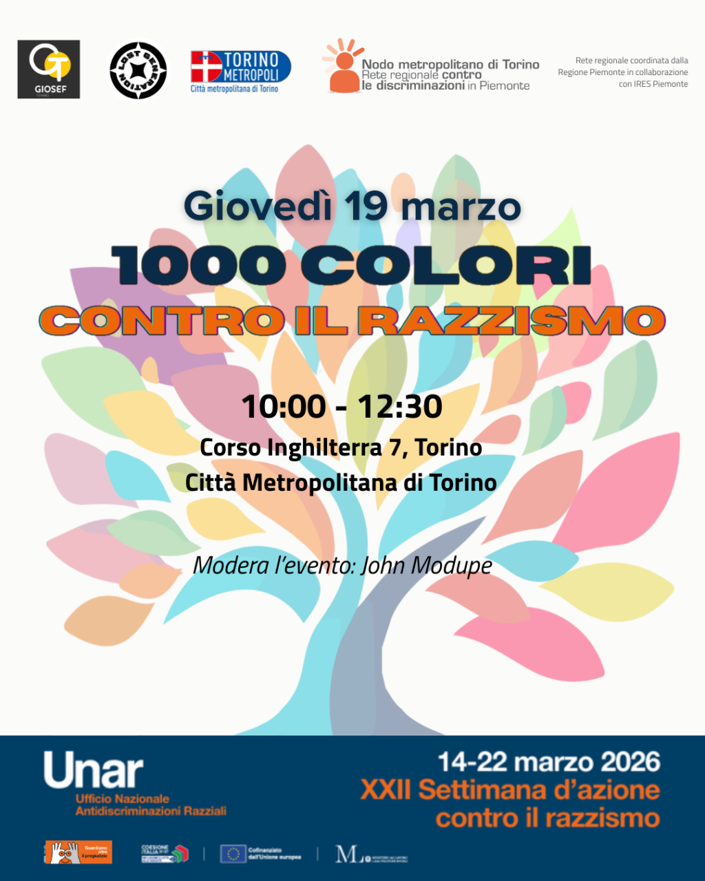 Mille colori contro il razzismo: la Città metropolitana di Torino celebra la XXII Settimana d’azione contro le discriminazioni